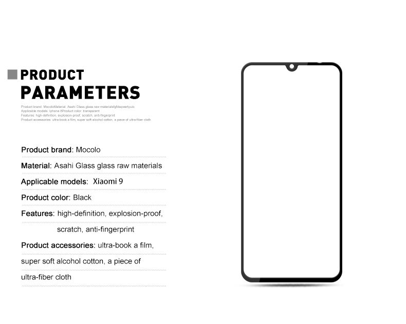 Mocolo Tvrzené sklo 3D pro Xiaomi Mi 9 - černé