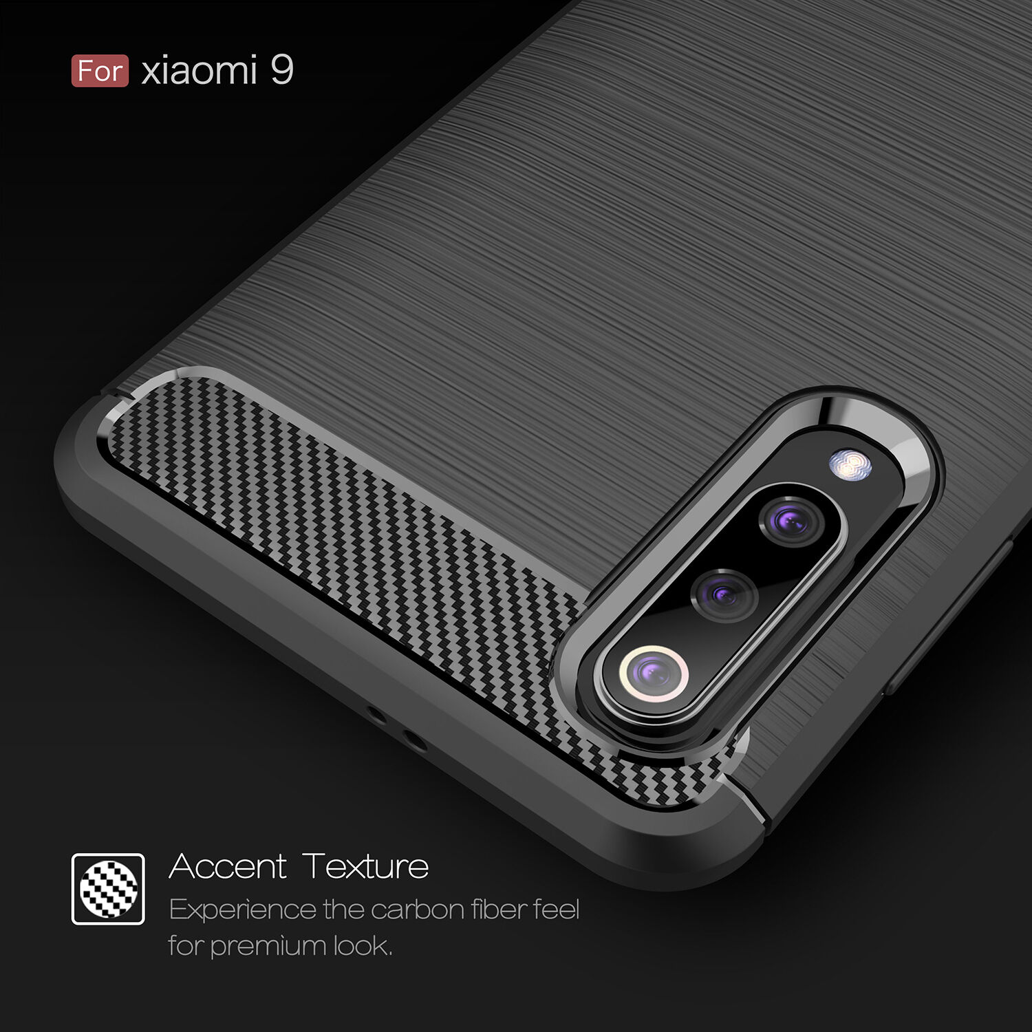 Plastový kryt s broušenou texturou pro Xiaomi Mi 9 - tmavěmodrý