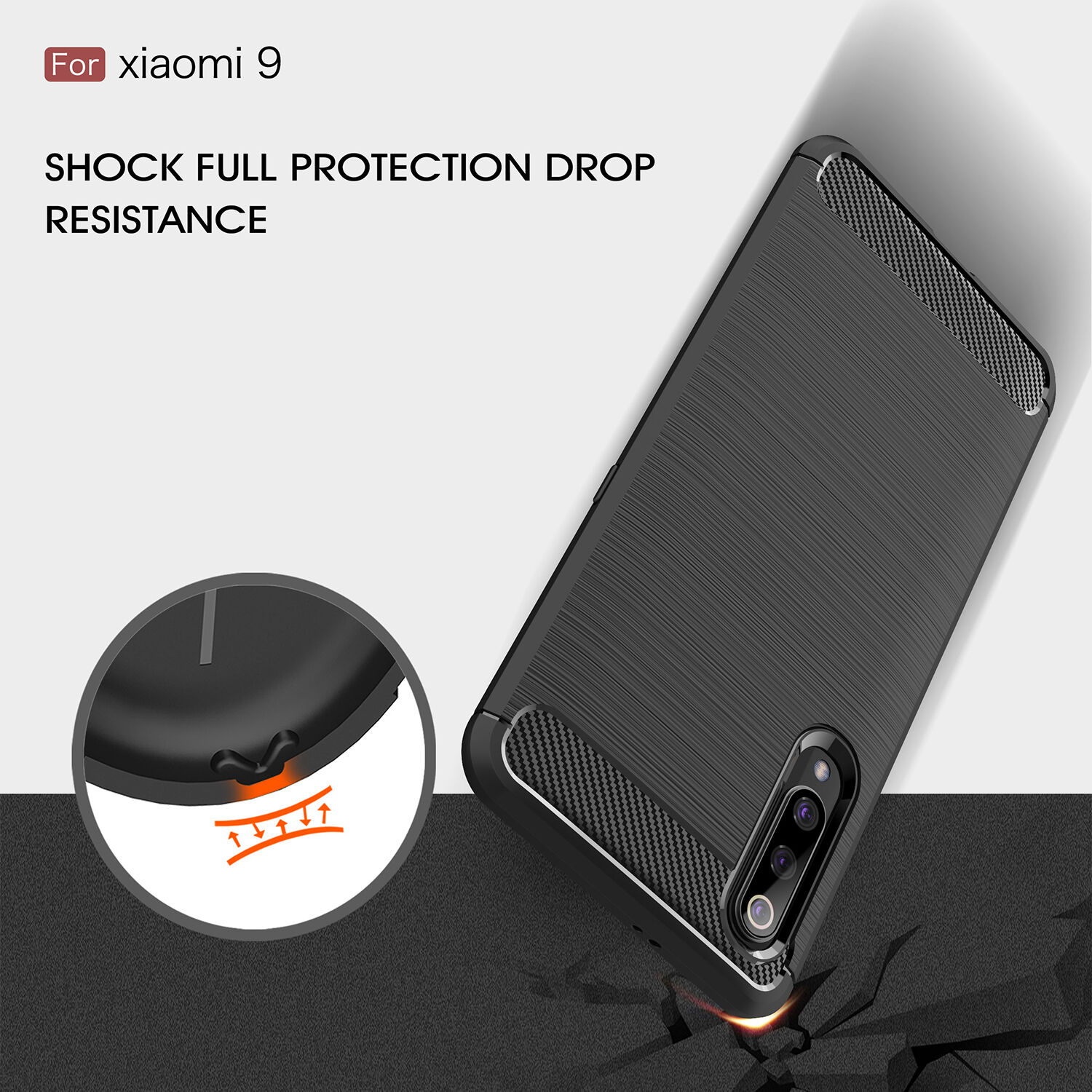 Plastový kryt s broušenou texturou pro Xiaomi Mi 9 - tmavěmodrý