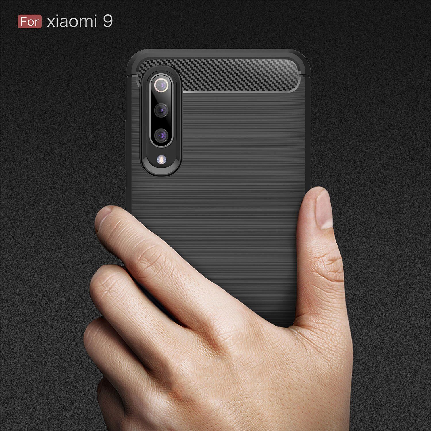 Plastový kryt s broušenou texturou pro Xiaomi Mi 9 - tmavěmodrý