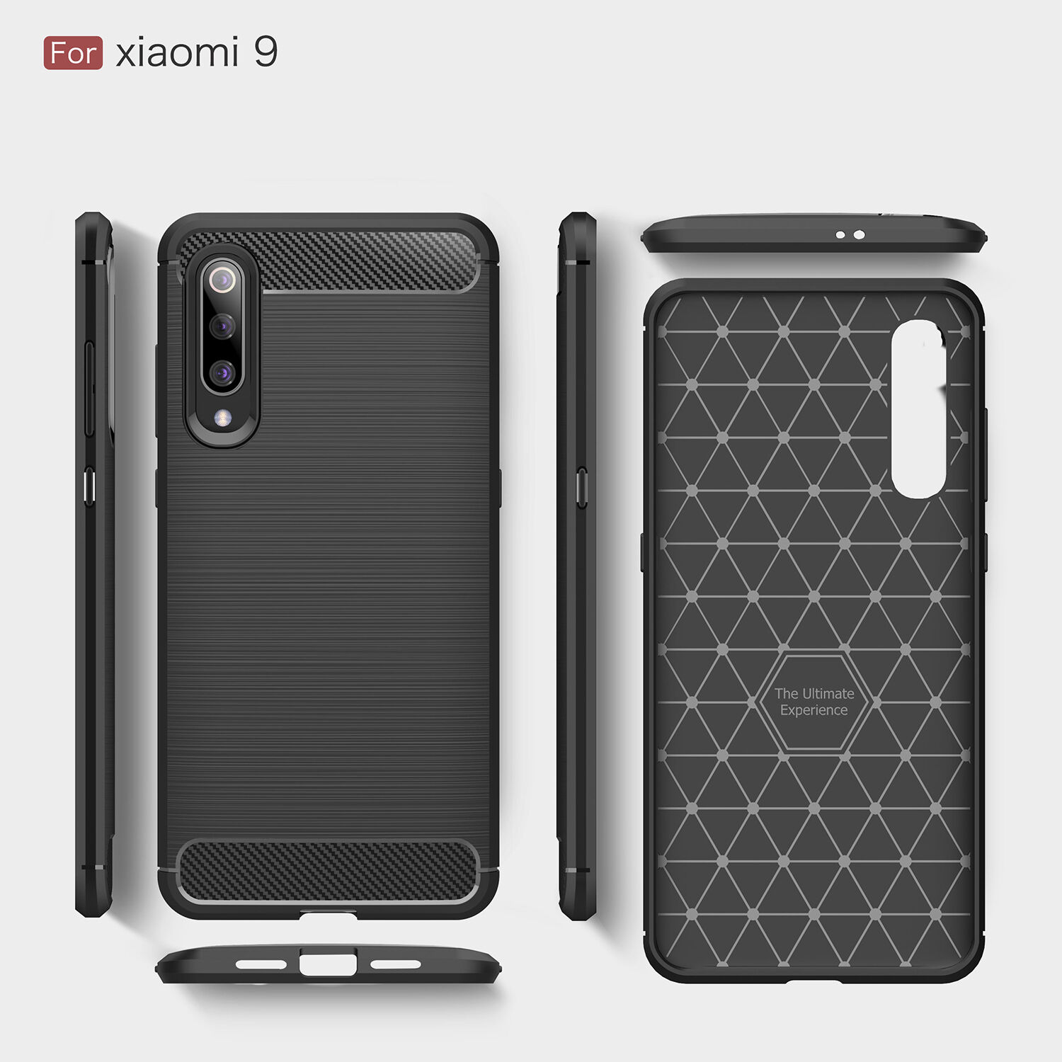 Plastový kryt s broušenou texturou pro Xiaomi Mi 9 - červený