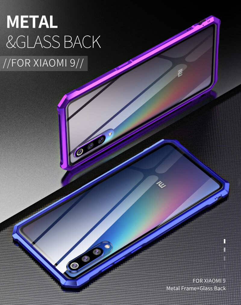 Kryt s kovovým rámečkem a tvrzeným sklem pro Xiaomi Mi 9 - černý