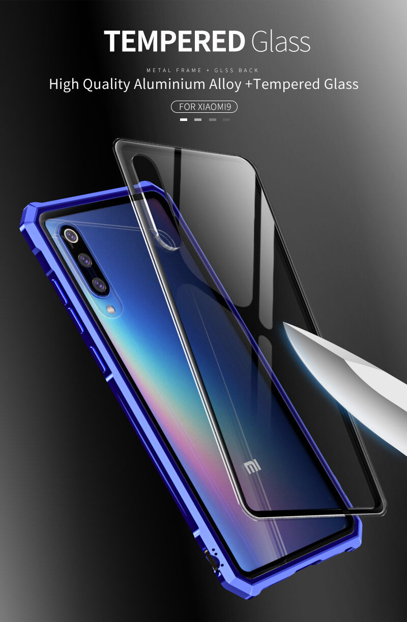 Kryt s kovovým rámečkem a tvrzeným sklem pro Xiaomi Mi 9 - černý