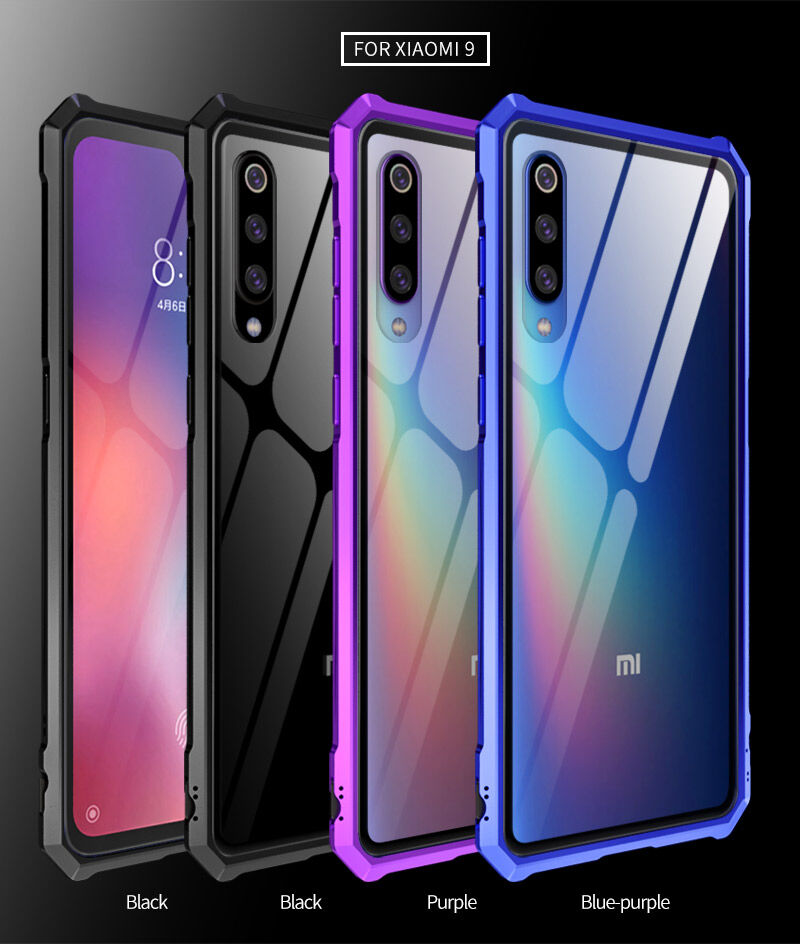 Kryt s kovovým rámečkem a tvrzeným sklem pro Xiaomi Mi 9 - černý