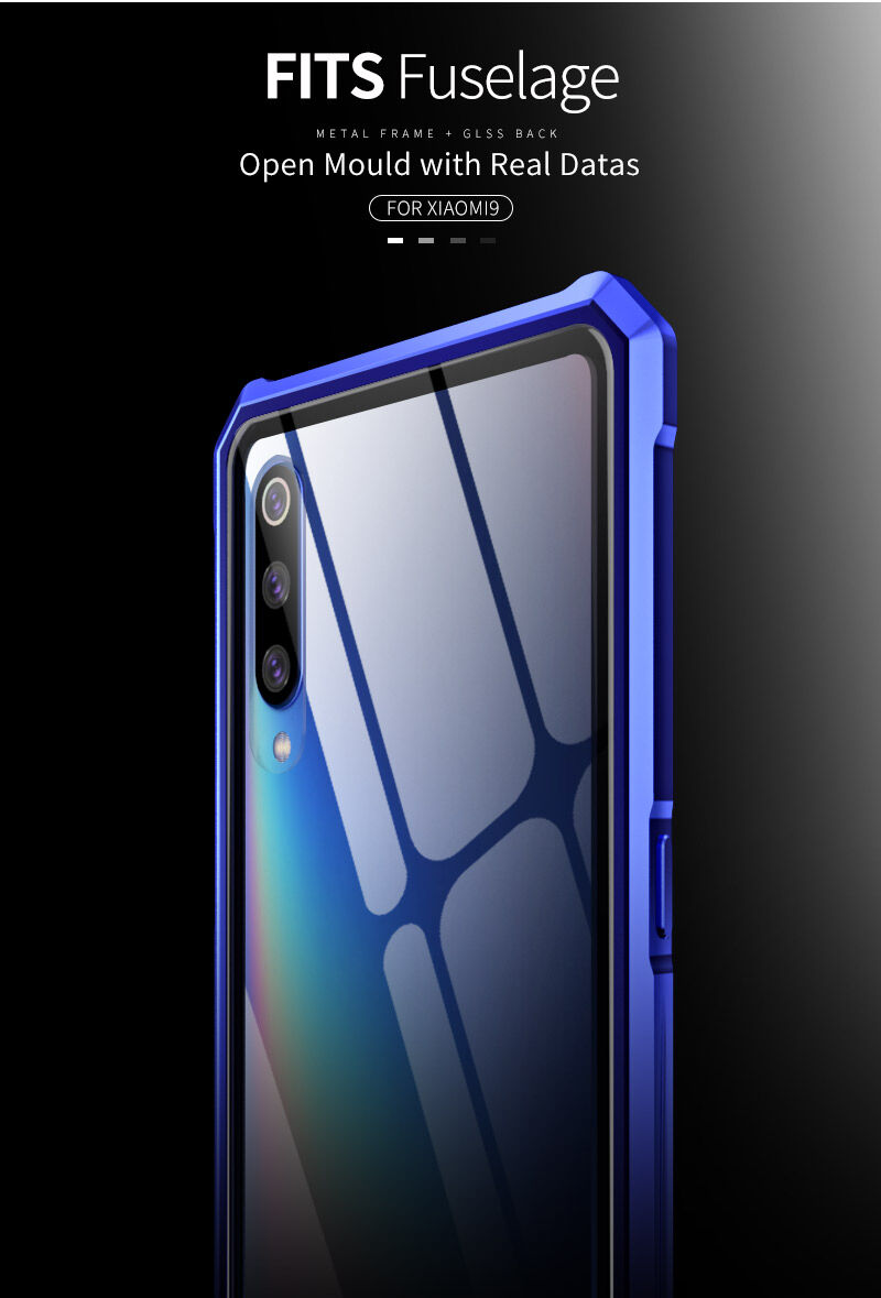 Kryt s kovovým rámečkem a tvrzeným sklem pro Xiaomi Mi 9 - černý