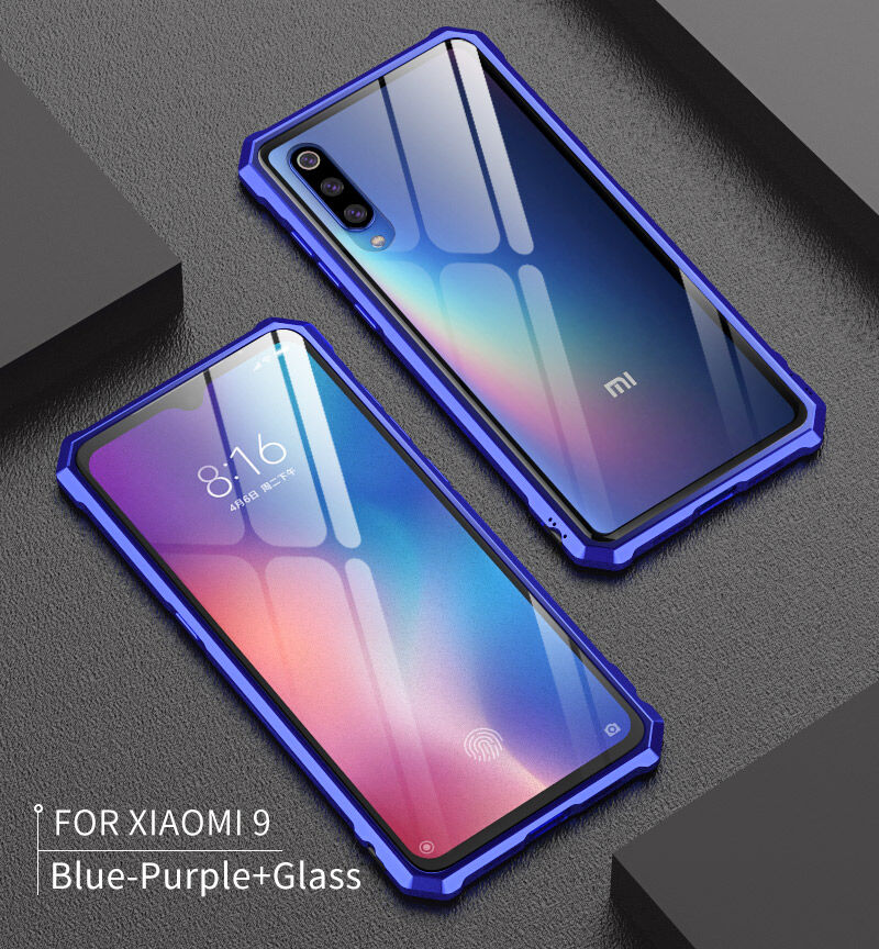 Kryt s kovovým rámečkem a tvrzeným sklem pro Xiaomi Mi 9 - černý