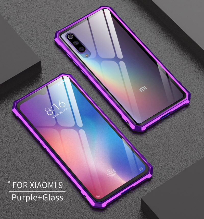 Kryt s kovovým rámečkem a tvrzeným sklem pro Xiaomi Mi 9 - černý