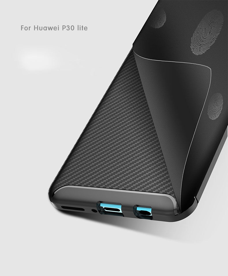 Plastový kryt s texturou karbonu pro Huawei P30 Lite - černý