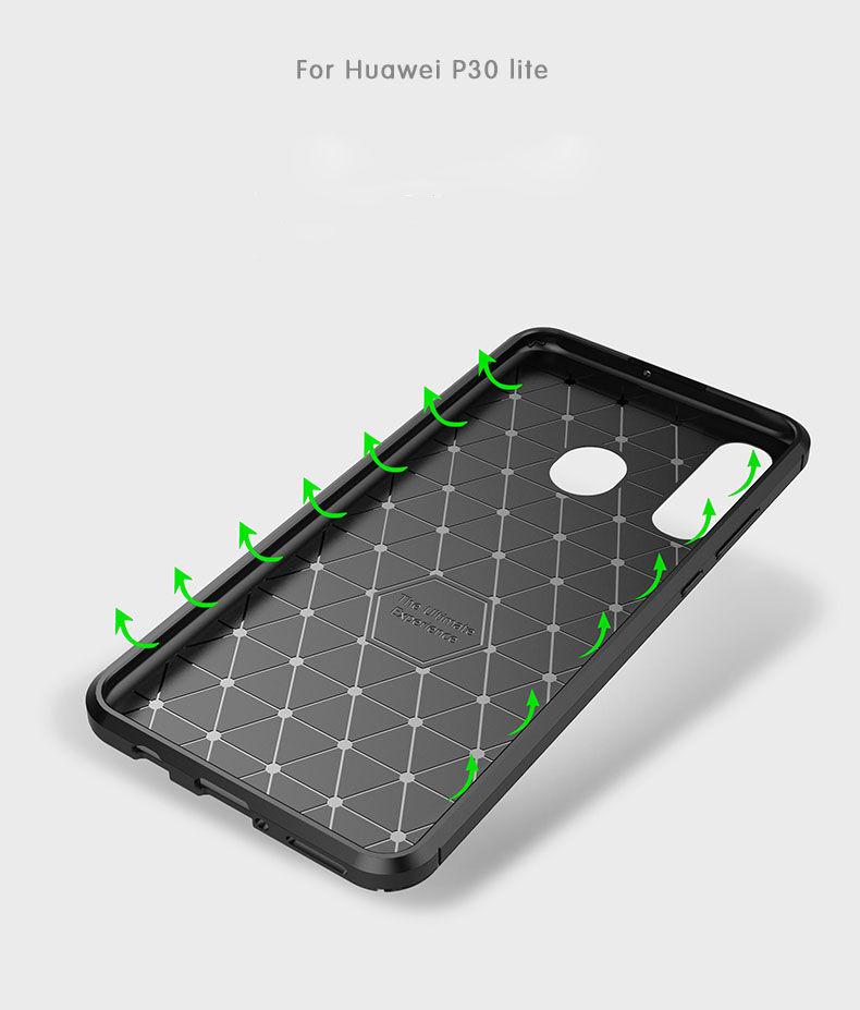 Plastový kryt s texturou karbonu pro Huawei P30 Lite - černý