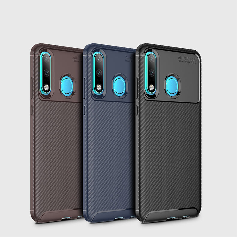 Plastový kryt s texturou karbonu pro Huawei P30 Lite - černý