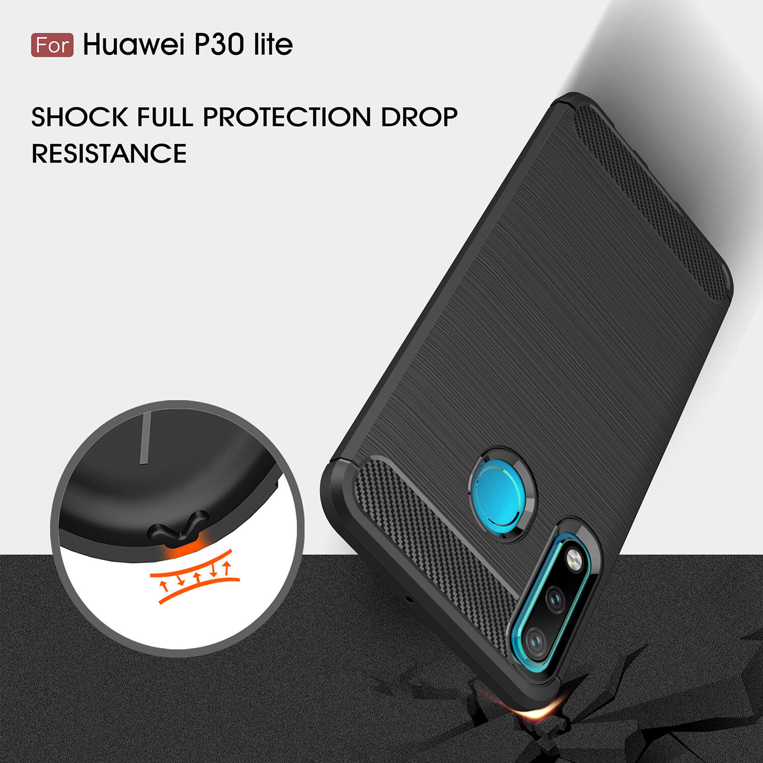 Plastový kryt s broušenou texturou pro Huawei P30 Lite - tmavěmodrý