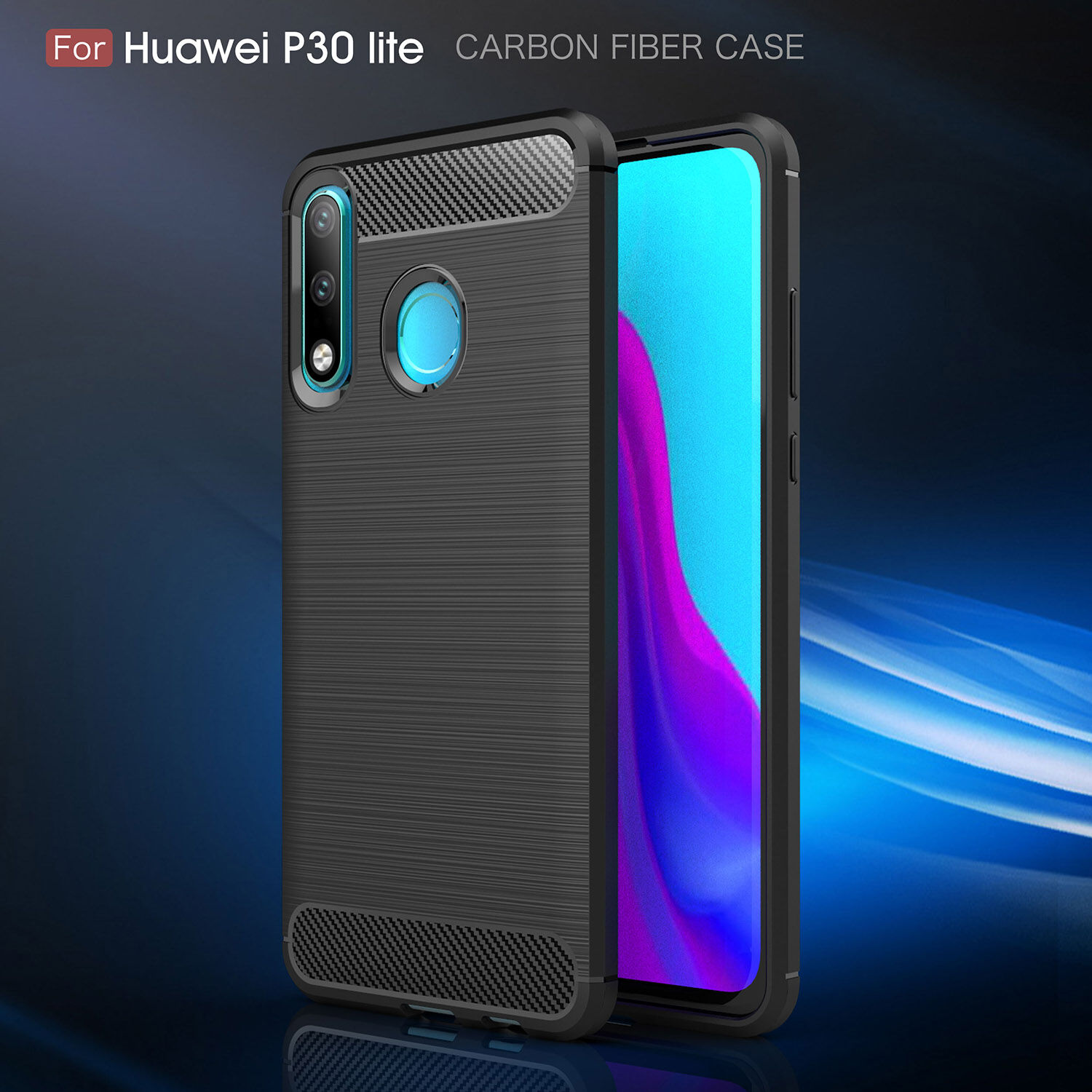 Plastový kryt s broušenou texturou pro Huawei P30 Lite - černý