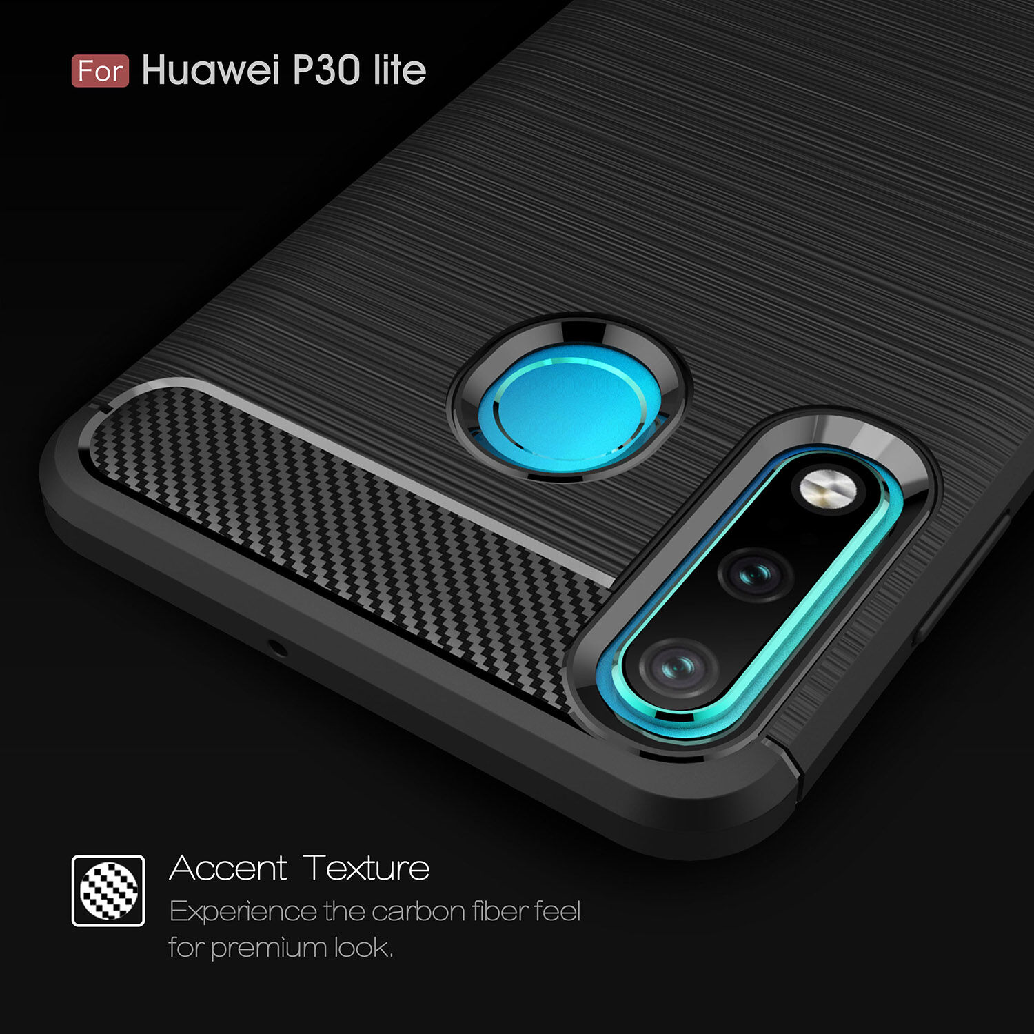 Plastový kryt s broušenou texturou pro Huawei P30 Lite - černý