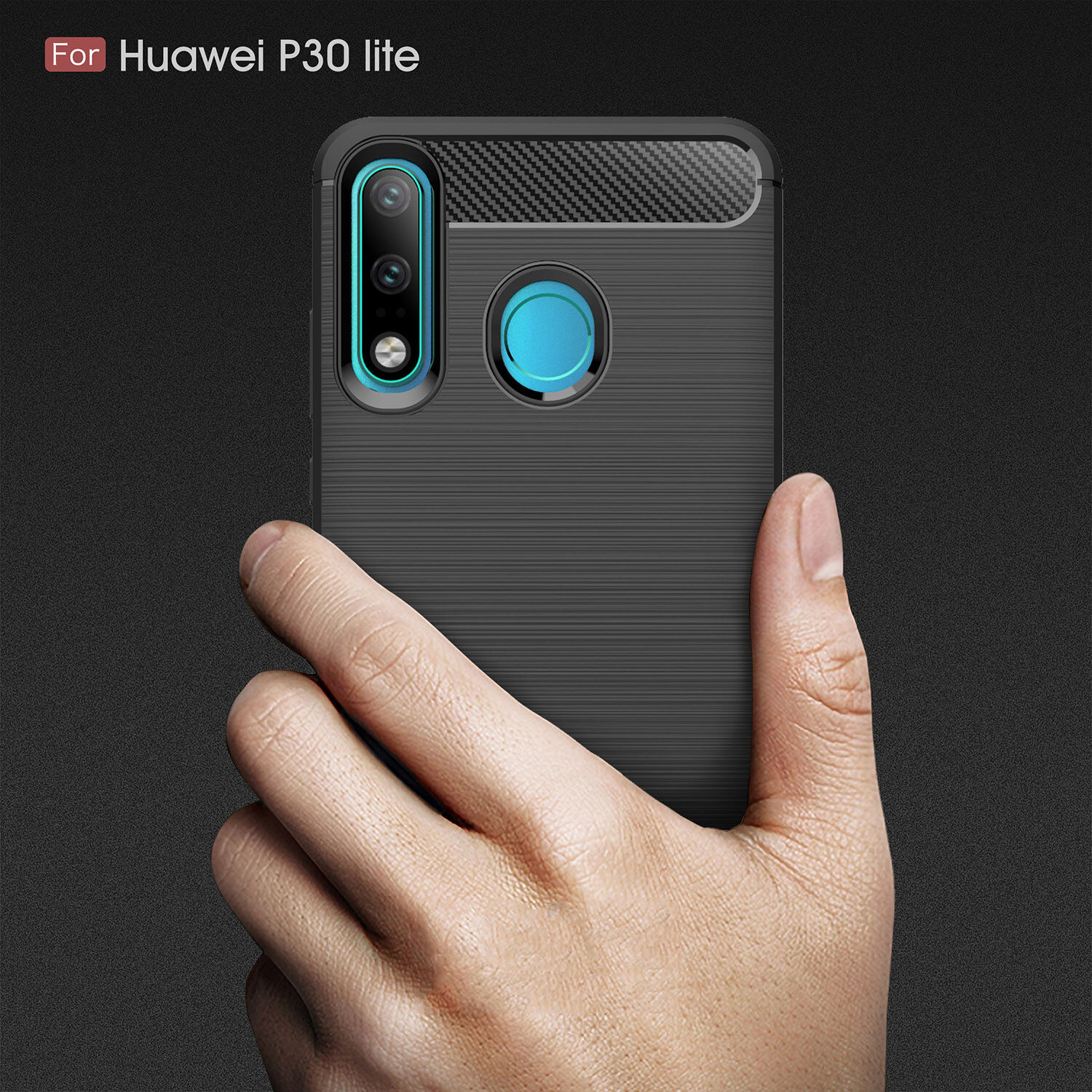 Plastový kryt s broušenou texturou pro Huawei P30 Lite - černý