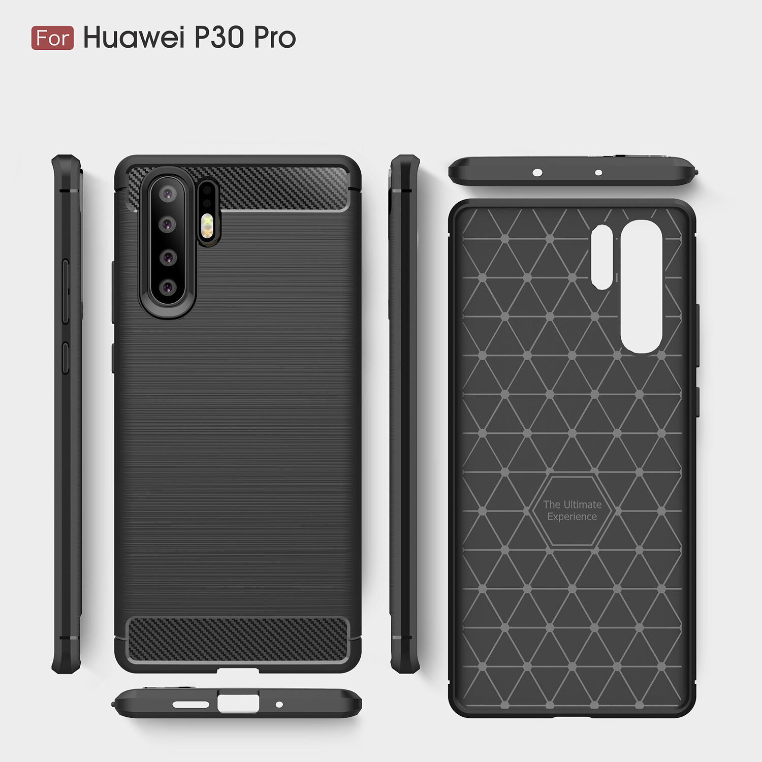 Plastový kryt s broušenou texturou pro Huawei P30 Pro - červený