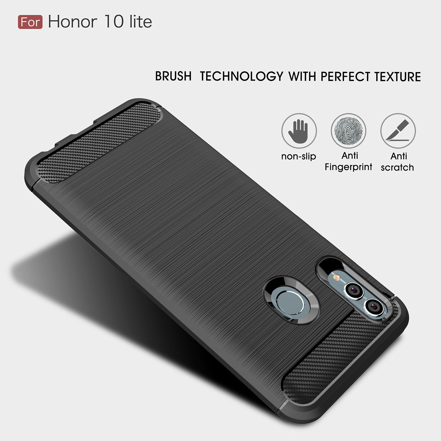 Kryt s broušenou a karbonovou texturou pro Honor 10 Lite / Huawei P Smart (2019) - tmavě modrý