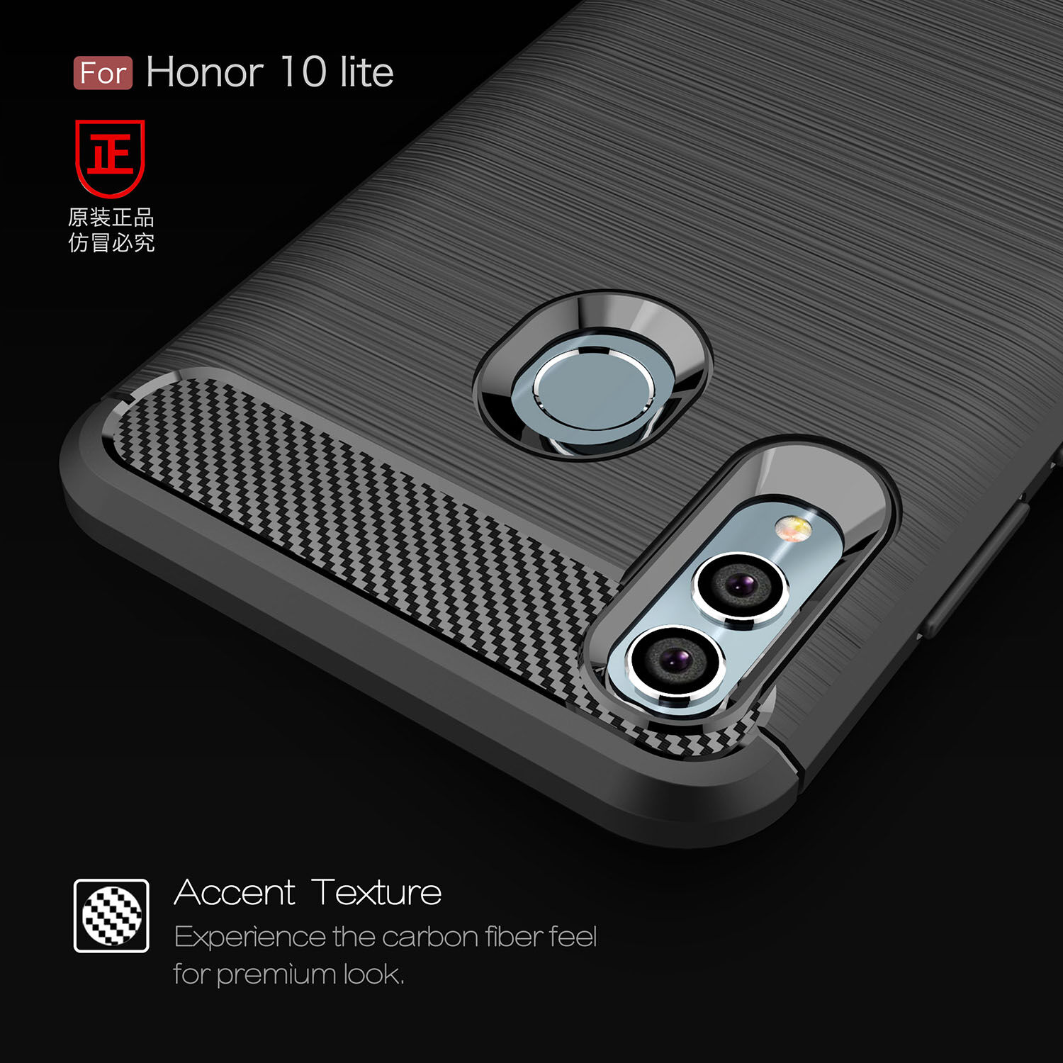 Kryt s broušenou a karbonovou texturou pro Honor 10 Lite / Huawei P Smart (2019) - tmavě modrý