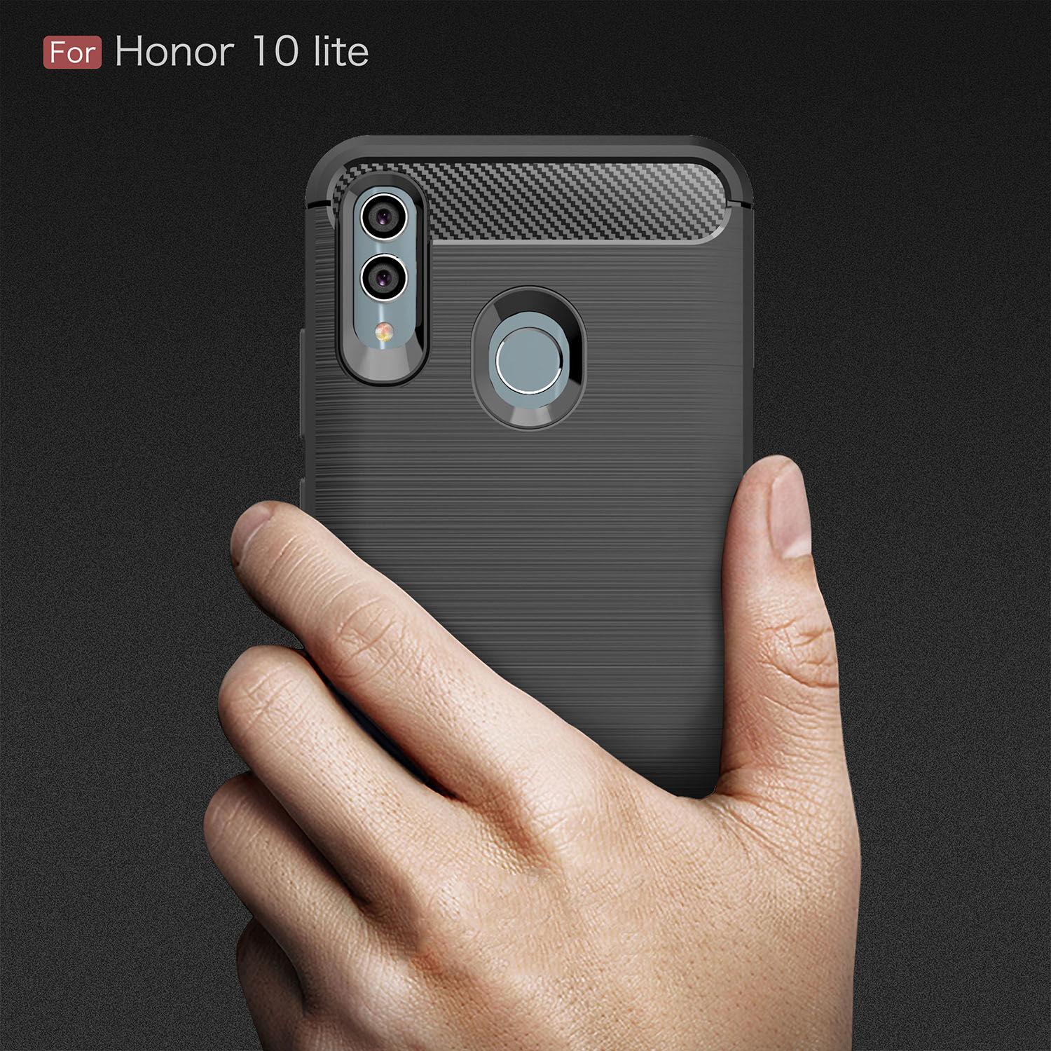 Kryt s broušenou a karbonovou texturou pro Honor 10 Lite / Huawei P Smart (2019) - tmavě modrý