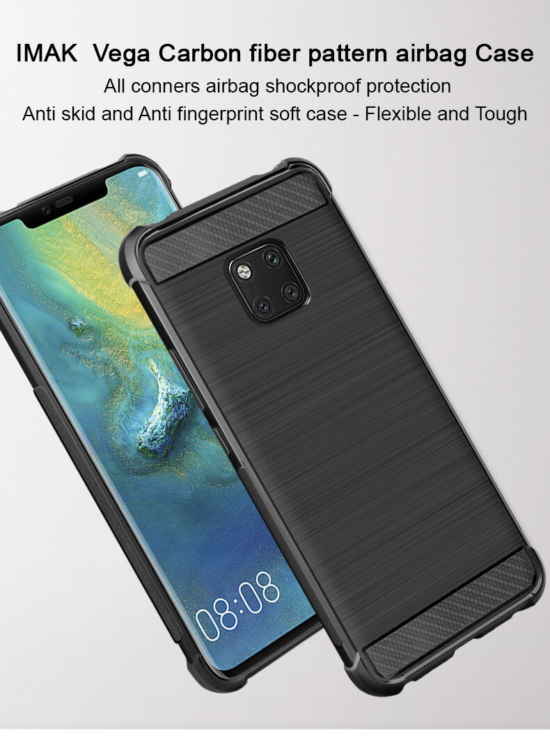 Imak kryt s broušenou a karbonovou texturou pro Huawei Mate 20 Pro - černý
