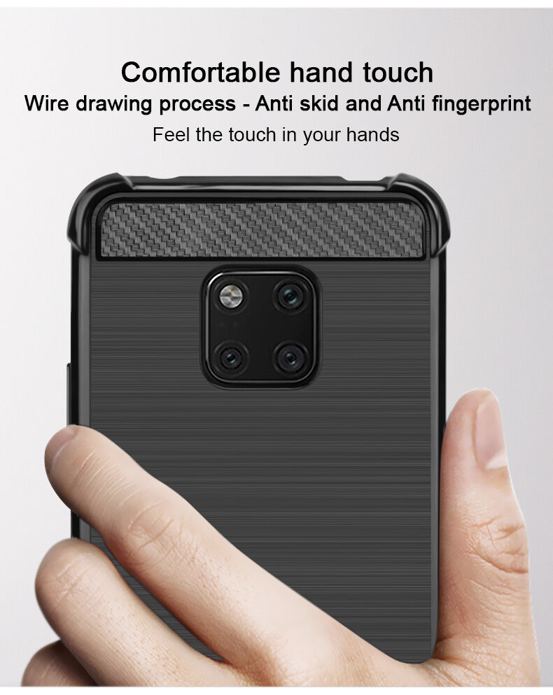 Imak kryt s broušenou a karbonovou texturou pro Huawei Mate 20 Pro - černý