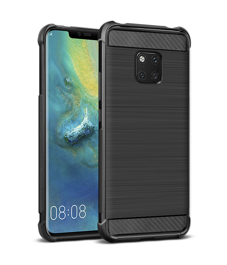Imak kryt s broušenou a karbonovou texturou pro Huawei Mate 20 Pro - černý
