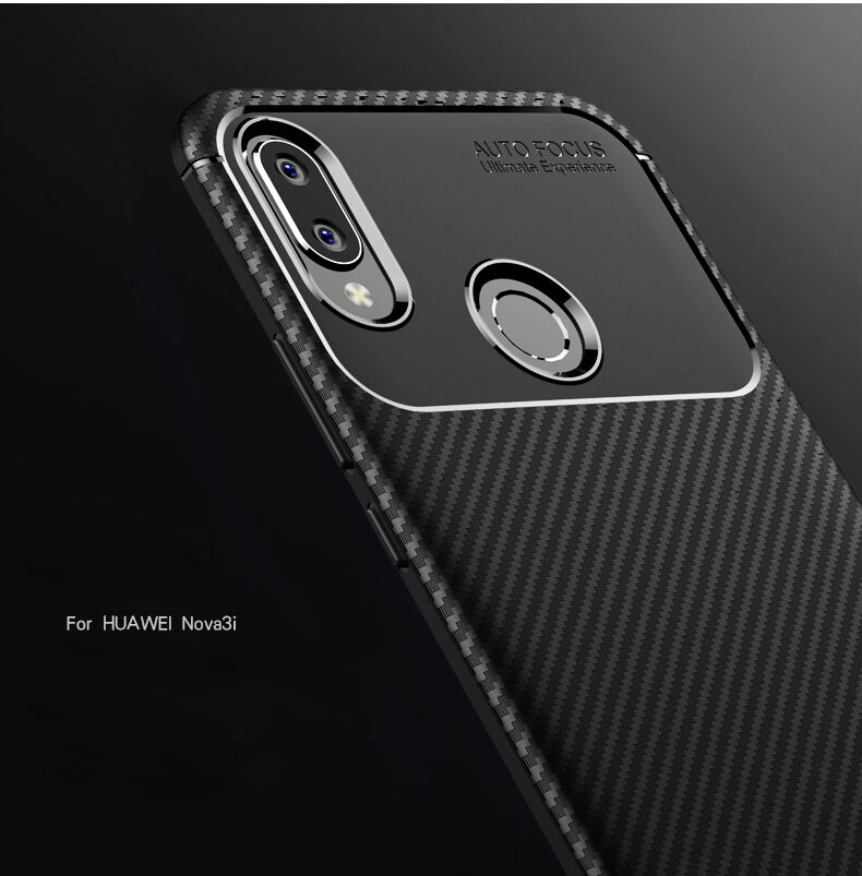 Plastový kryt s texturou karbonu pro Huawei Nova 3i - tmavěmodrý