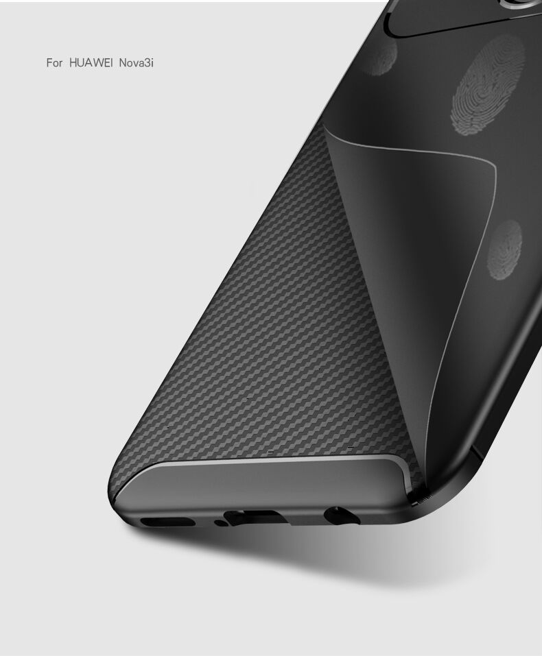 Plastový kryt s texturou karbonu pro Huawei Nova 3i - tmavěmodrý