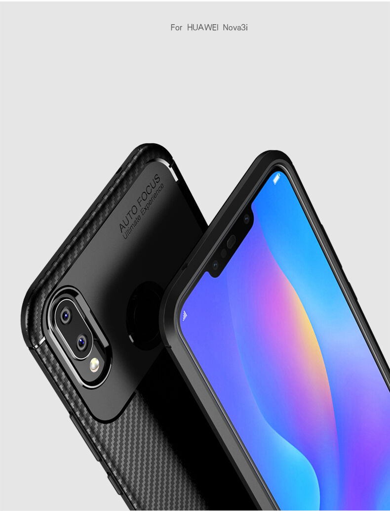 Plastový kryt s texturou karbonu pro Huawei Nova 3i - tmavěmodrý
