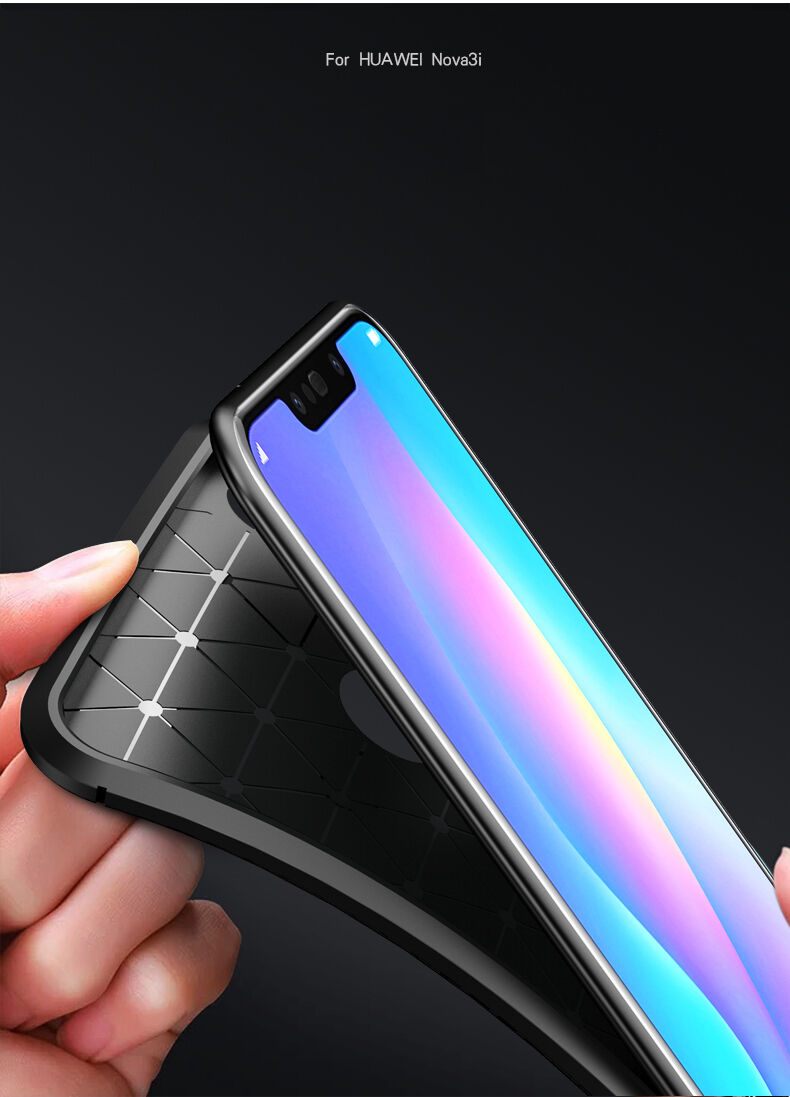 Plastový kryt s texturou karbonu pro Huawei Nova 3i - tmavěmodrý