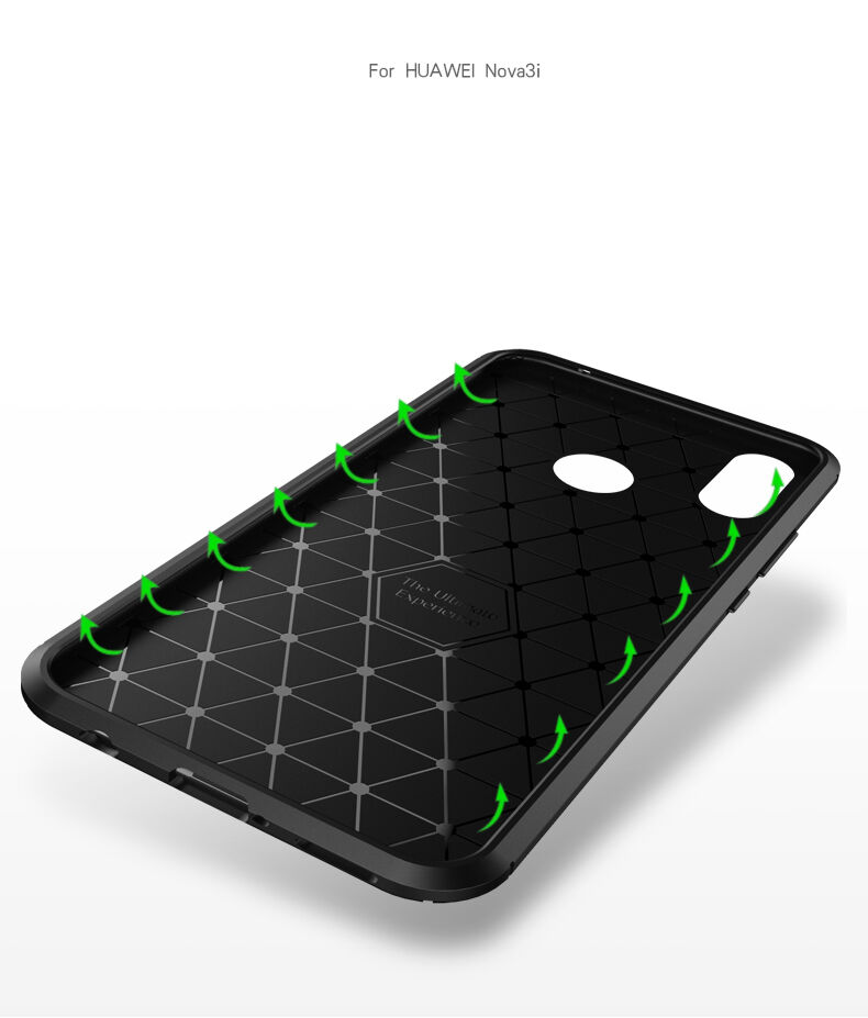 Plastový kryt s texturou karbonu pro Huawei Nova 3i - tmavěmodrý