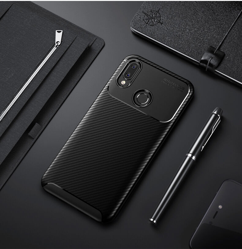 Plastový kryt s texturou karbonu pro Huawei Nova 3i - tmavěmodrý