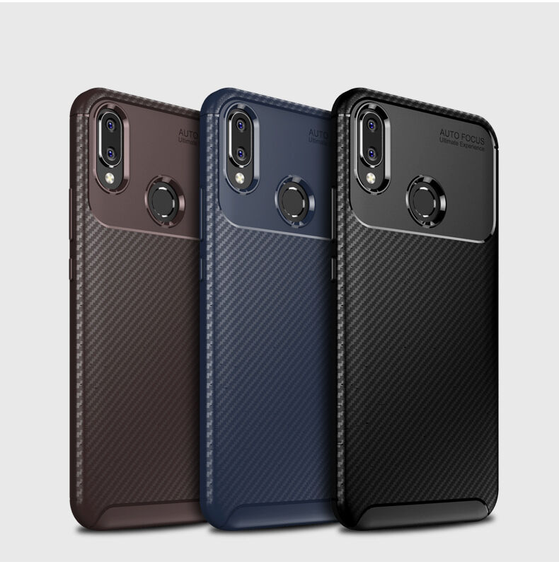 Plastový kryt s texturou karbonu pro Huawei Nova 3i - tmavěmodrý
