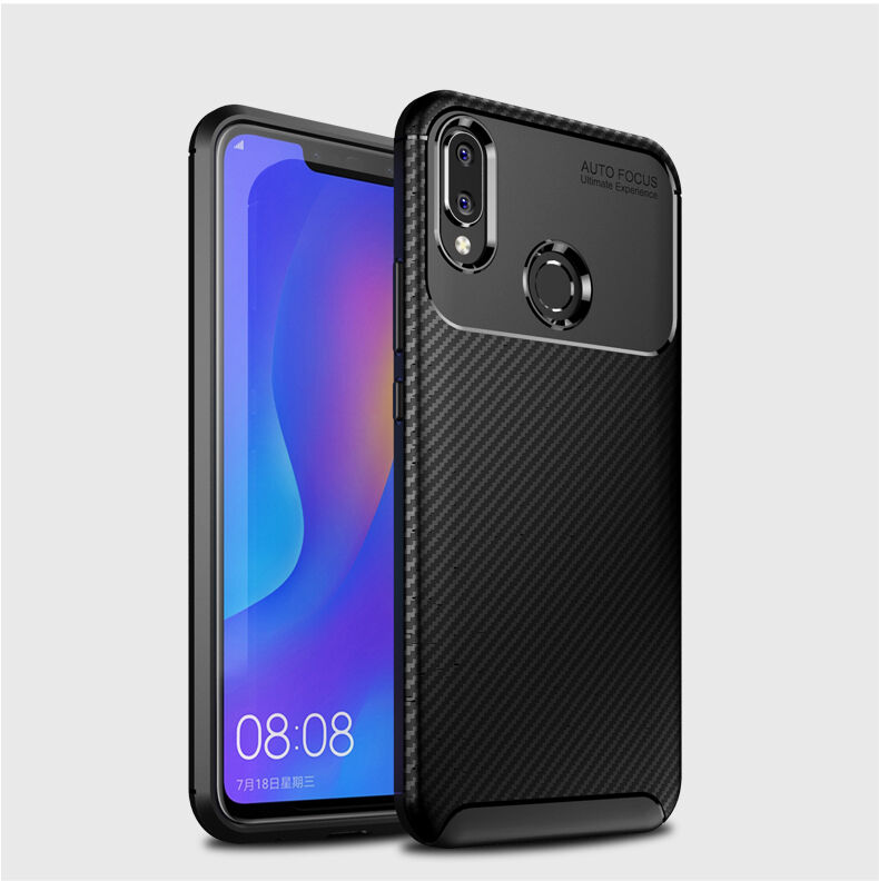 Plastový kryt s texturou karbonu pro Huawei Nova 3i - tmavěmodrý