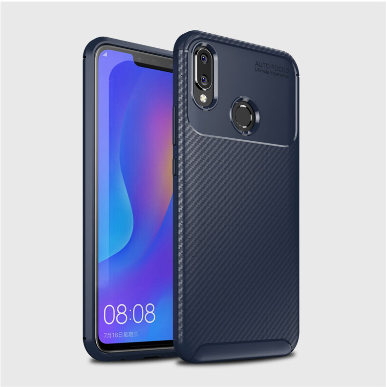 Plastový kryt s texturou karbonu pro Huawei Nova 3i - tmavěmodrý