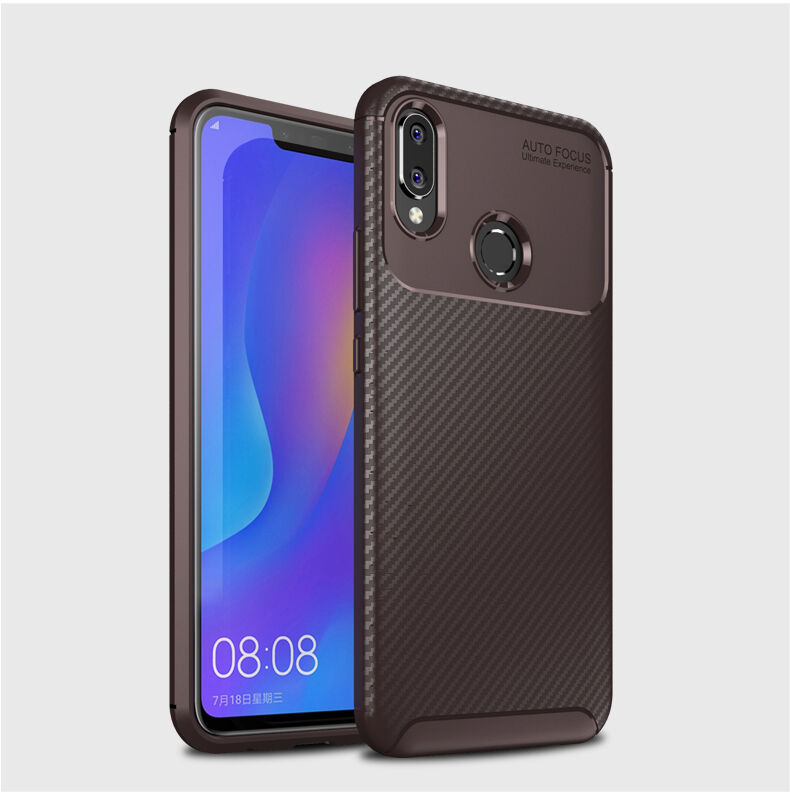 Plastový kryt s texturou karbonu pro Huawei Nova 3i - tmavěmodrý