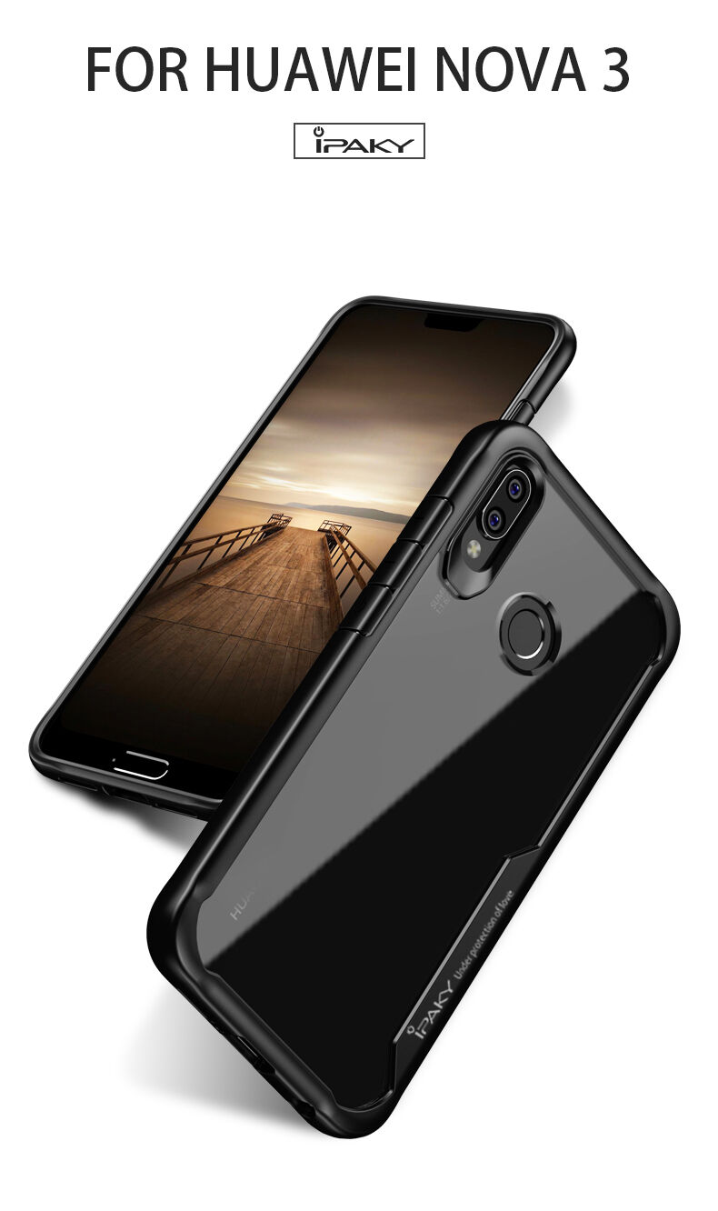 Ipaky čirý kryt s rámečkem pro Huawei Nova 3 - černý