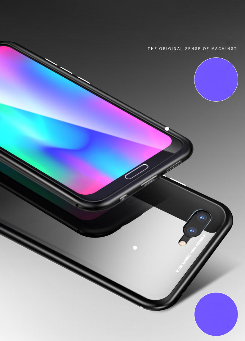 Luphie kovový rámeček s tvrzeným sklem pro Honor 10 - černý / transparentní