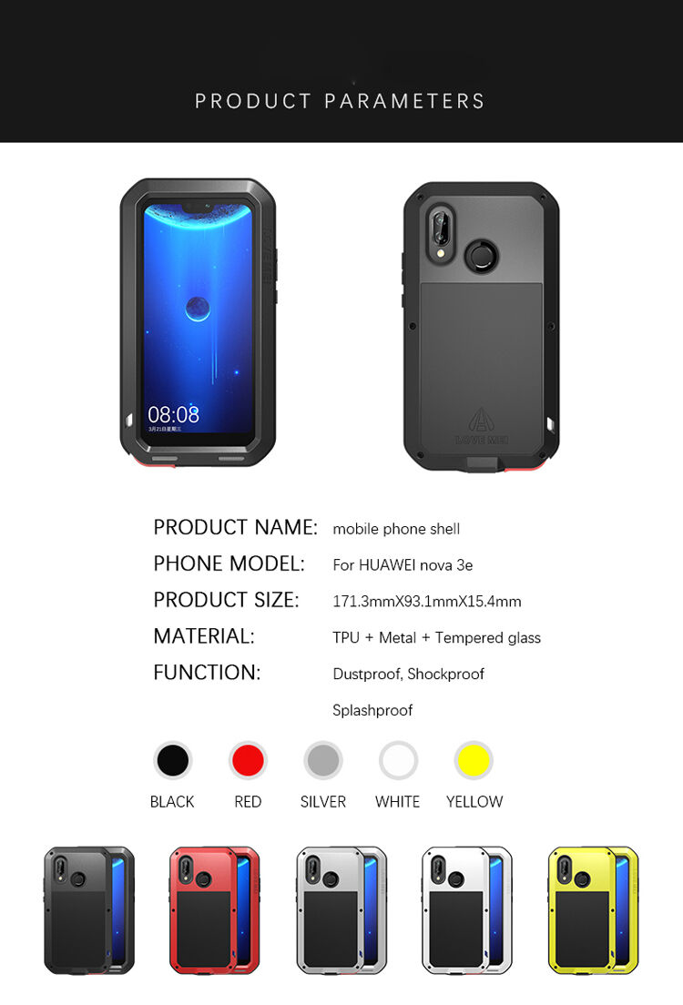 Love Mei kovový super odolný kryt pro Huawei P20 Lite - černý