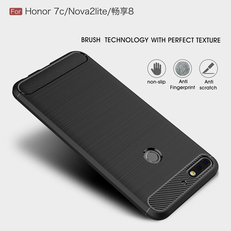 Plastový kryt s broušenou texturou pro Huawei Y7 Prime (2018) - černý