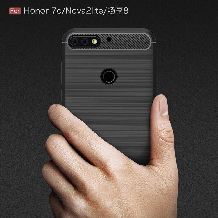 Plastový kryt s broušenou texturou pro Huawei Y7 Prime (2018) - černý