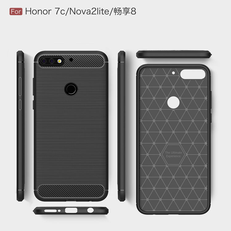 Plastový kryt s broušenou texturou pro Huawei Y7 Prime (2018) - černý