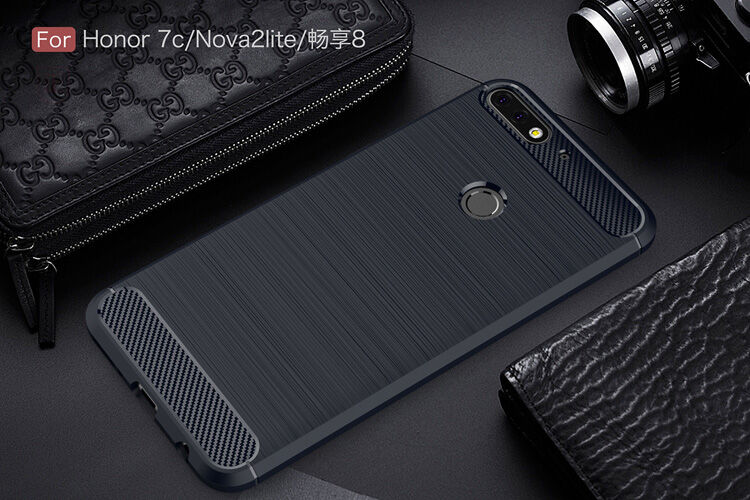 Plastový kryt s broušenou texturou pro Huawei Y7 Prime (2018) - černý