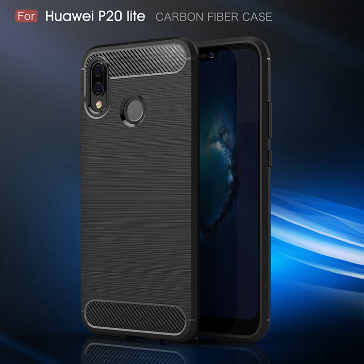 Plastový kryt s broušenou texturou pro Huawei P20 Lite - tmavěmodrý