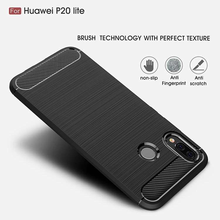 Plastový kryt s broušenou texturou pro Huawei P20 Lite - tmavěmodrý