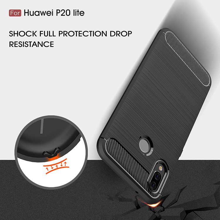 Plastový kryt s broušenou texturou pro Huawei P20 Lite - tmavěmodrý