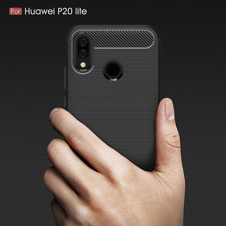Plastový kryt s broušenou texturou pro Huawei P20 Lite - tmavěmodrý