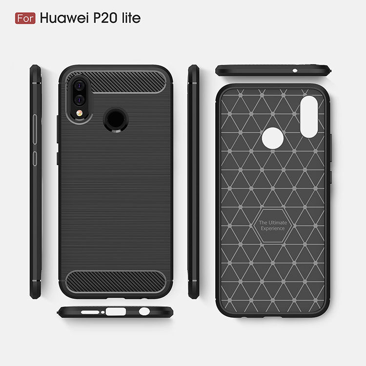 Plastový kryt s broušenou texturou pro Huawei P20 Lite - tmavěmodrý