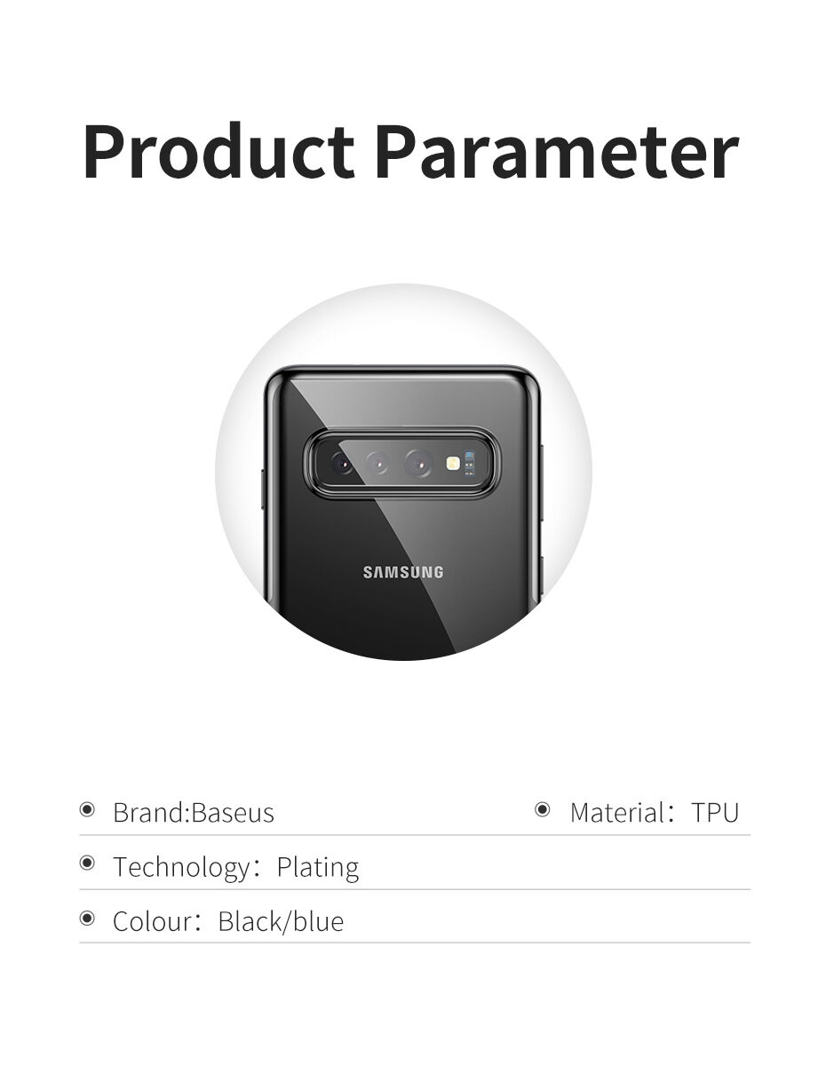 Baseus plastový čirý kryt s rámečkem pro Samsung Galaxy S10 Plus - modrý