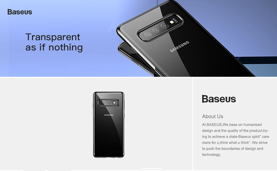 Baseus plastový čirý kryt s rámečkem pro Samsung Galaxy S10 Plus - černý