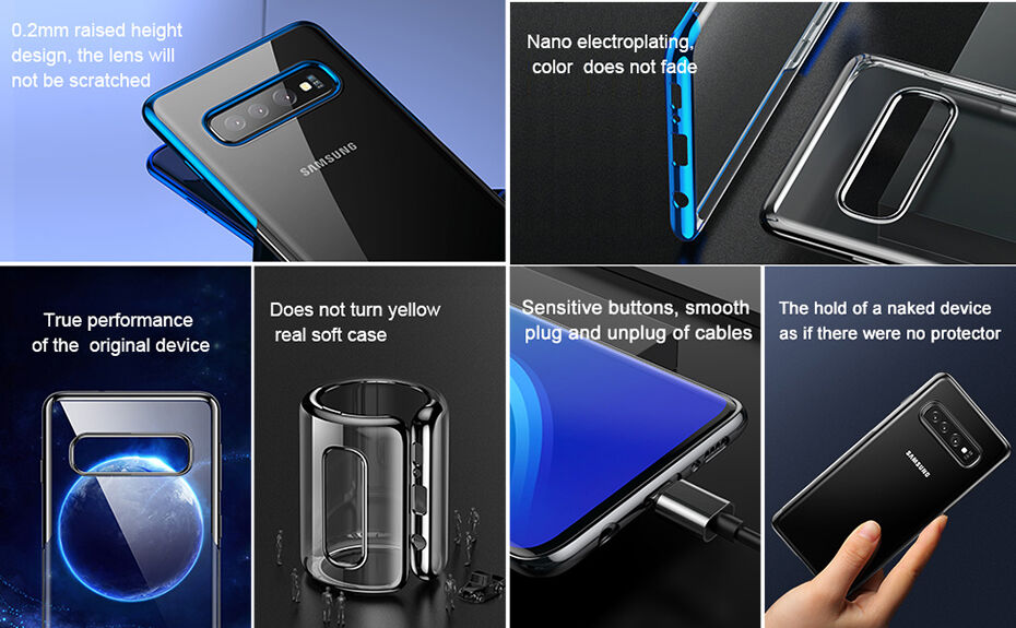 Baseus plastový čirý kryt s rámečkem pro Samsung Galaxy S10 Plus - černý